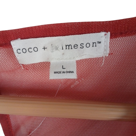 Coco + Jaimeson Embroidered Red Sheer Sleeveless Tank Top Electric Traveler - Picture 10 of 14